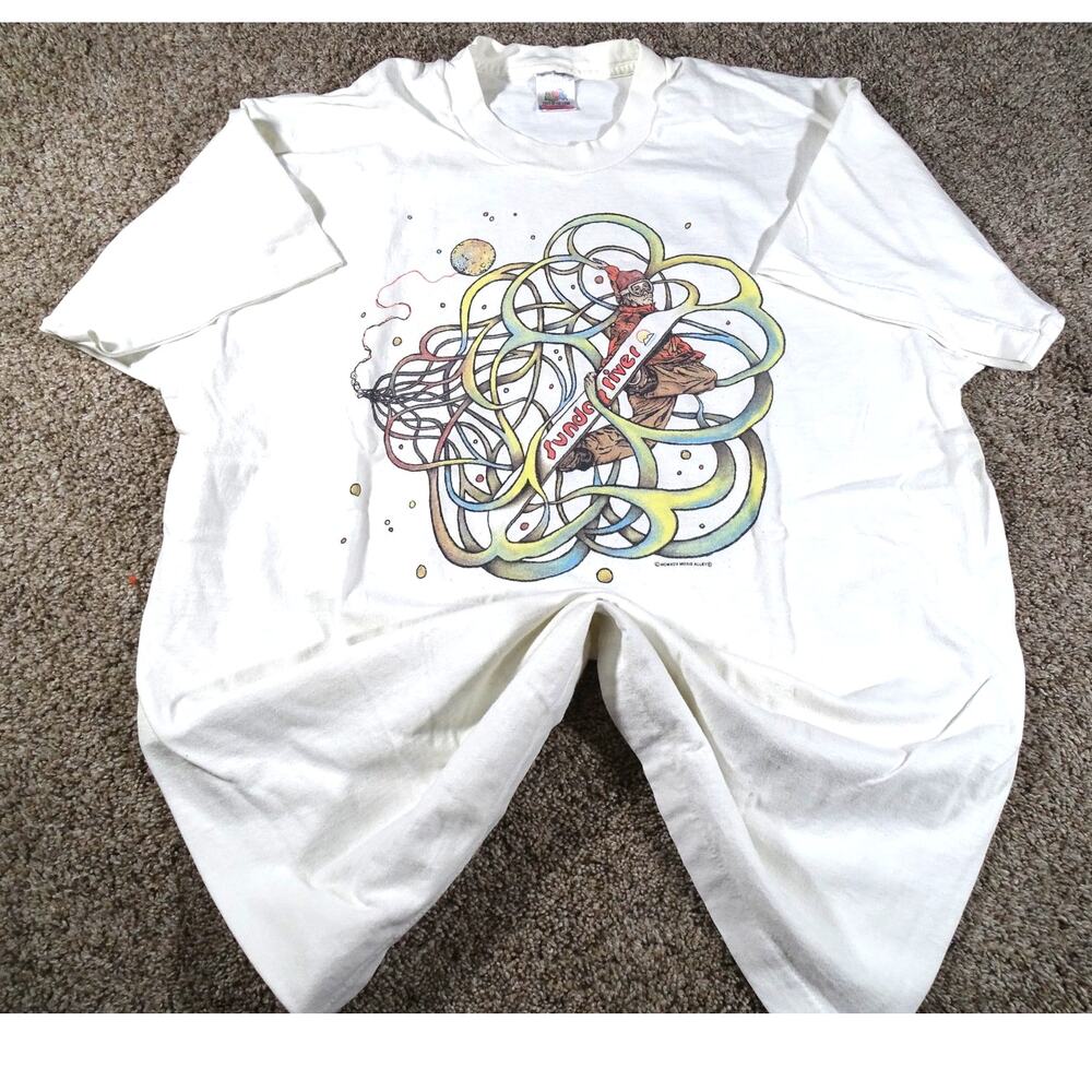 FOTL Vintage 90s 1995 Sunday River Snowboard T-Shirt XL SingleStitch